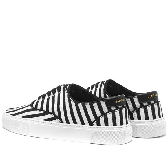 NWT - SAINT LAURENT - VENICE LOW STRIPE CANVAS SNEAKER (38) - Picture 3 of 10
